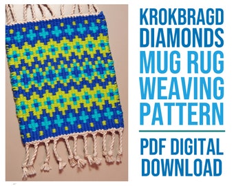 Krokbragd Diamonds Mug Rug multishaft WEAVING PATTERN | PDF Digital Download