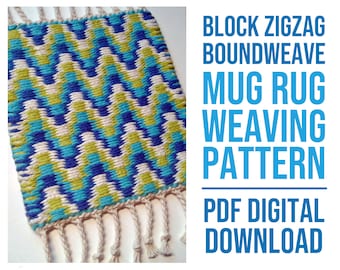 Boundweave Blocks Mug Rug WEAVING PATTERN | PDF Digital Download