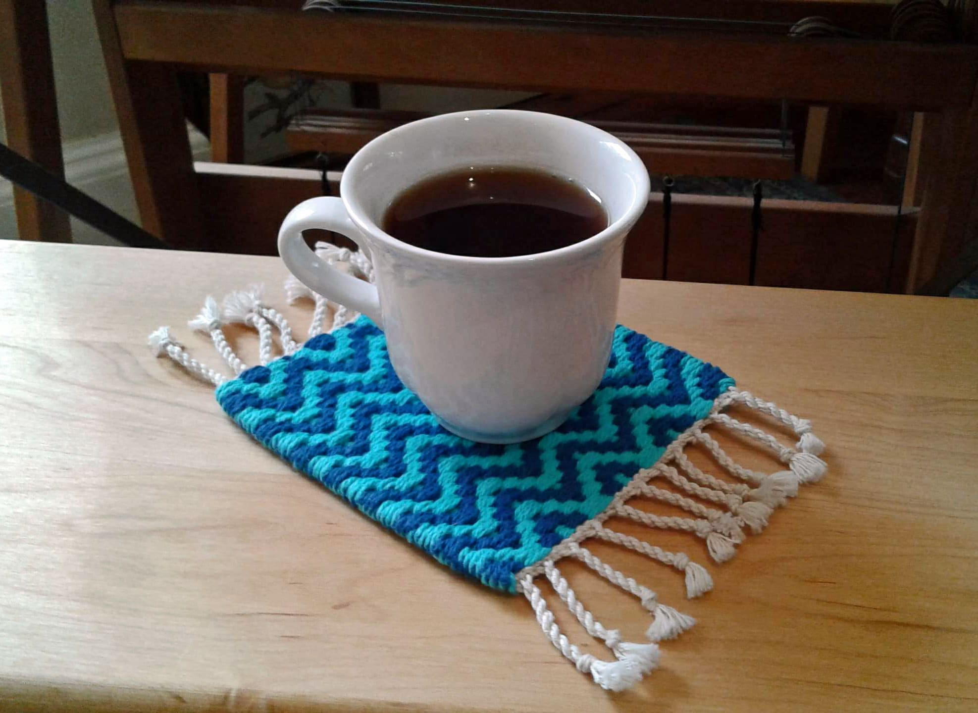 Boundweave on Opposites Mug Rug WEAVING PATTERN PDF Digital Download