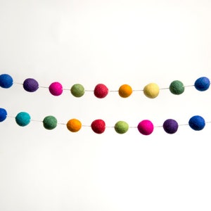 Rainbow Ball Garland, Pom Pom Garland, Felt Ball Garland, Nursery Decor, Felt Bunting, Rainbow Decor, Modern Nursery, Sale price