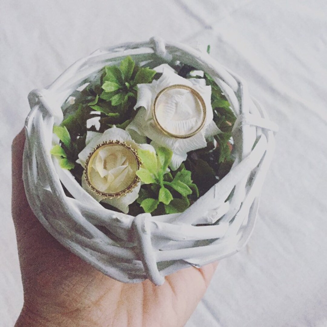 Wooden Basket Wedding Rings Etsy