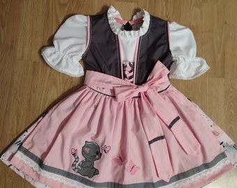 Kinderdirndl gr 74 /80 "kleines Kätzchen"(  Alter ca . 9 Monate-1 Jahr)