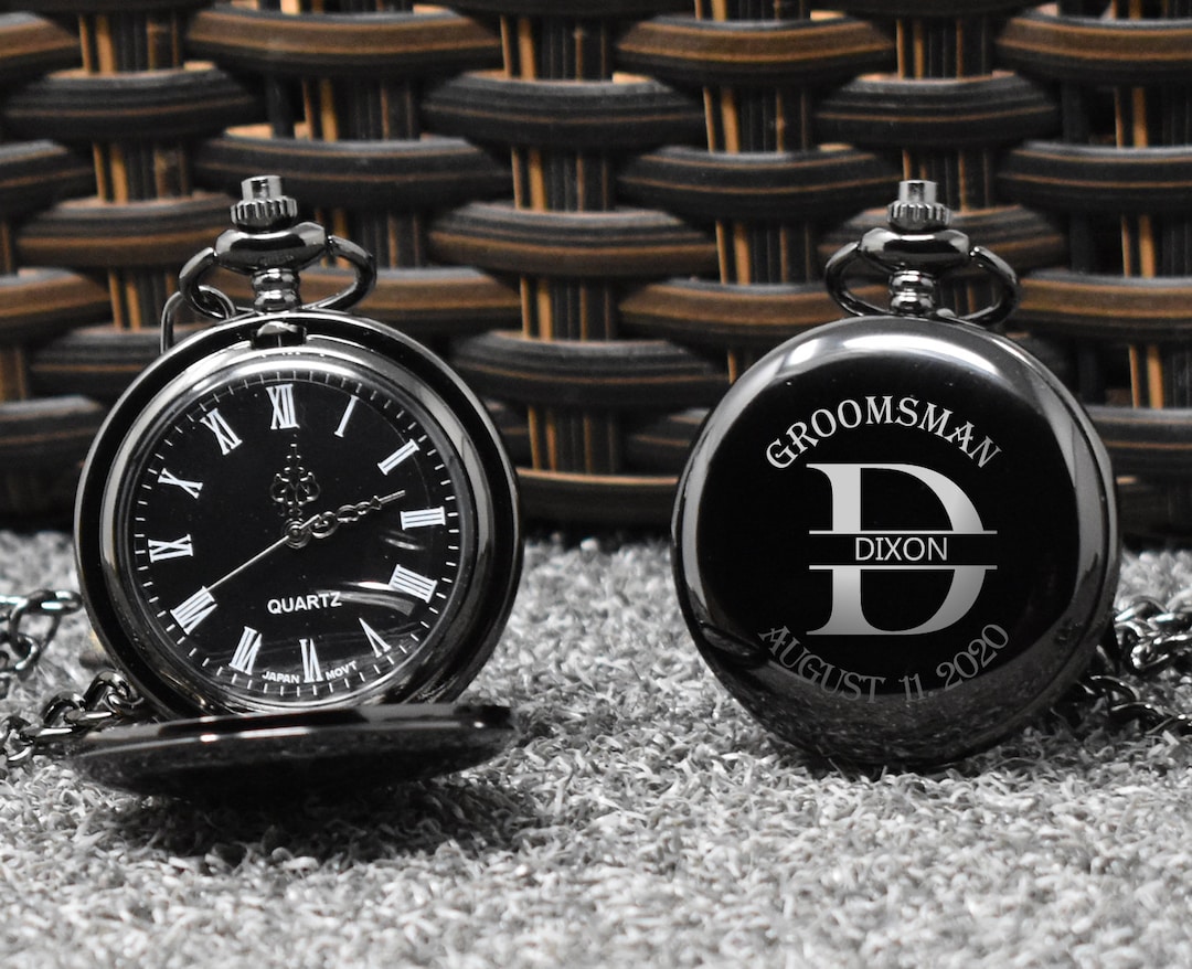 Gift for Groom Wedding Gift for Men Black Stainless Steel Watch
