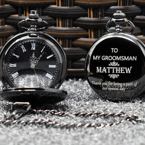 Groomsmen Pocket Watch, Engraved Groomsmen Gift, Groomsman Gift Wedding Gift for Him, Gift for father, Gift for husband, Gift for boyfriend