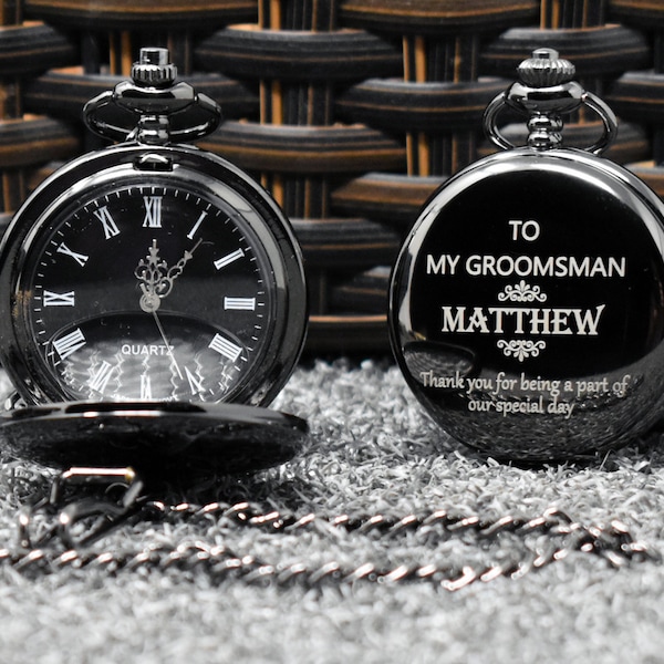 Groomsmen Pocket Watch, Engraved Groomsmen Gift, Groomsman Gift Wedding Gift for Him, Gift for father, Gift for husband, Gift for boyfriend