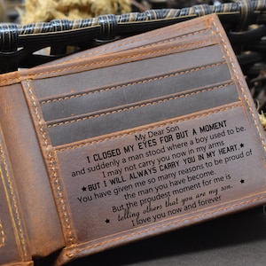 Regalo para hijo, Cartera personalizada para hombres, Regalos para él, Regalo de Navidad, Regalo de graduación, Cartera para mi hombre, Cuero genuino, RFID