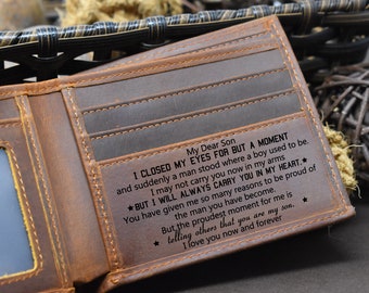 Gift for son, Personalized Men Wallet, Gifts for him, Christmas gift, graduation gift, wallet for my man, Genuine Leather, RFID