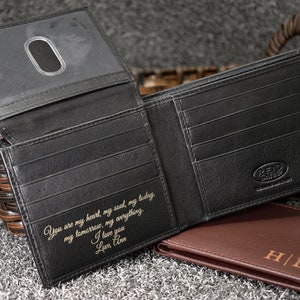 Regalo del Día del Padre para papá, billetera de cuero, billetera personalizada, billetera grabada, regalo para él, billetera para hombre, regalo para novio, billetera para hijo, RFID