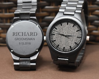 Personalized Wooden Watch, Personalized Watch, Engraved groomsman Watch, Engraved Wood Watch, Gifts for groomsman, groomsmen gift