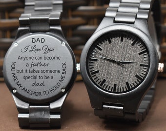 Gift for dad, Personalized Watch, Custom wooden Watch, Mens Wood Watch, Father's day gift, To dad from daughter, personalized gift for dad