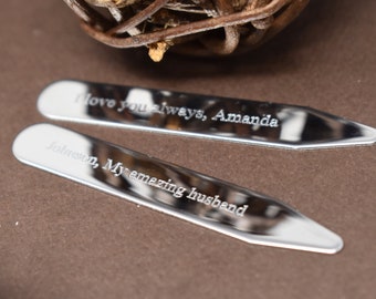 Personalized Collar Stays for husband, Custom gift, Gift for man, Wedding Gift, gift for him, husband birthday gift, Anniversary gift