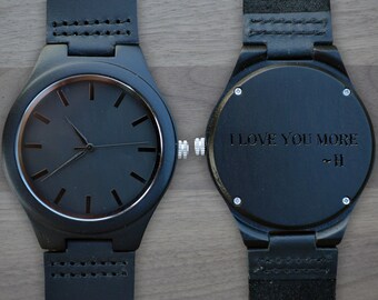 Personalized Wooden Watch, Personalized Watch, Engraved Watch, Engraved Wood Watch, Mens Wood Watch, Gifts for Him, Gifts for Dad. WW302