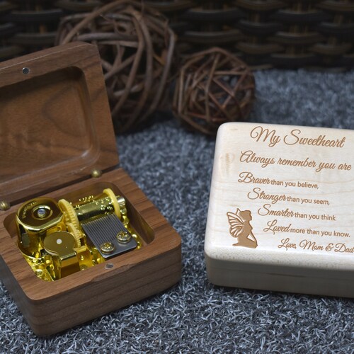 Personalized Wooden Music Box Music Box for Wife Custom Etsy