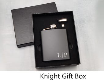Personalized Flask, Groomsman Gift Set, pocket knife, sunglasses, wallet in Groomsman Gift Box, anniversary Gift, father's gift, Men's Gift