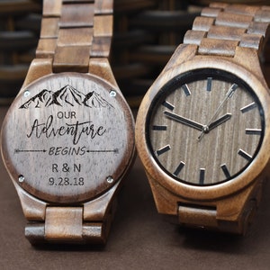 Our adventure gift, Personalized Watch, Custom wooden Watch, Mens Wood Watch, Gifts for men, Gifts for husband, boyfriend gifts, groom gift