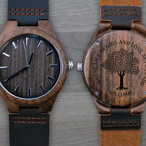 Personalized Wooden Watch, Personalized Watch, Engraved Watch, Engraved Wood Watch, Mens Wood Watch, Gifts for Him, Gifts for Dad. WW301
