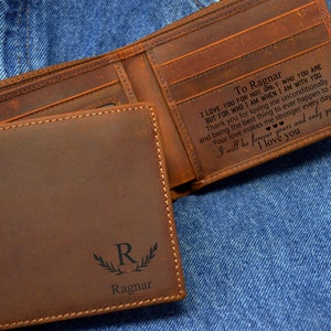 Customized Husband Gift, Christmas gift for boyfriend, Personalized Genuine leather Wallet, Mens Bifold Wallet, Dad Gift, Christmas gift