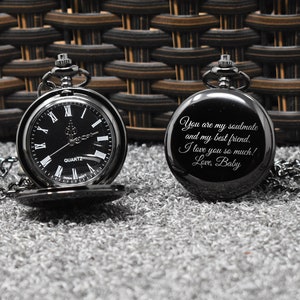 Personalized Pocket Watch, Personalized Watch, Engraved Pocket Watch, Pocket Watch with Chain, Mens Watch, Gifts for Him, Gifts for Dad