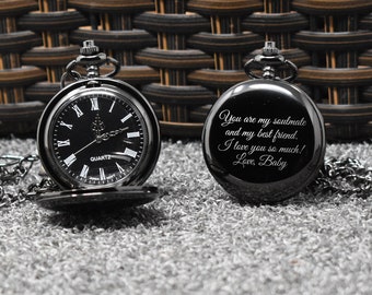 Personalized Pocket Watch, Personalized Watch, Engraved Pocket Watch, Pocket Watch with Chain, Mens Watch, Gifts for Him, Gifts for Dad