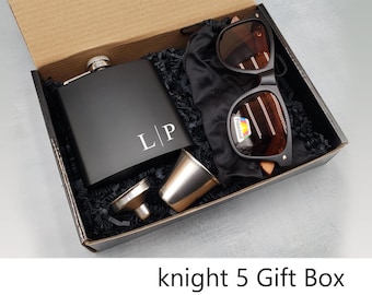 Groomsman Gift Set, Personalized Flask, pocket knife, sunglasses, wallet in Groomsman Gift Set, flask gift box, father's gift, Men's Gift