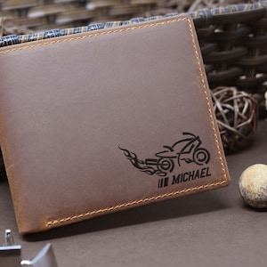Regalos de moto, billetera de moto, regalo de moto personalizado, regalo de papá motociclista, billetera de cuero, billetera personalizada