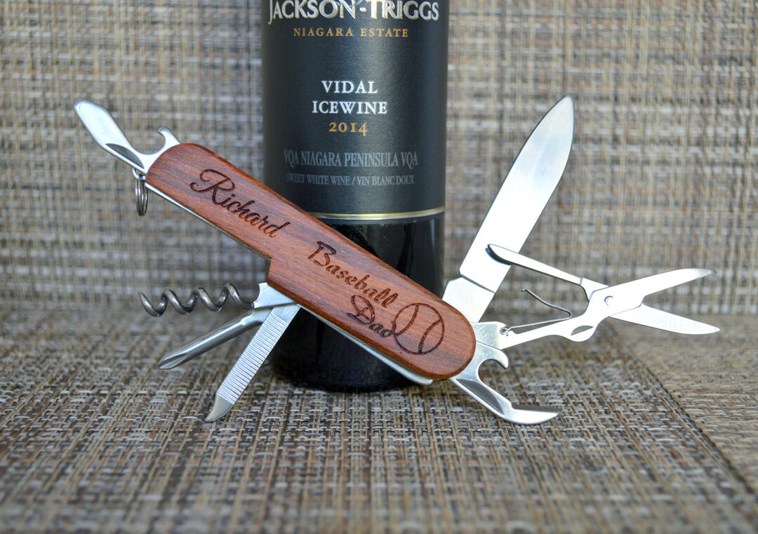 Personalized Pocket Knife Wood Pocket Knife Baseball Dad Etsy