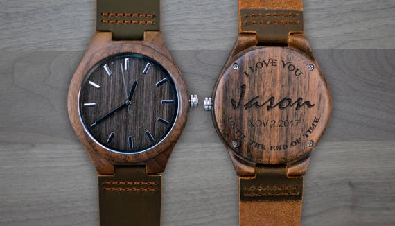 engraved wooden watches for dad