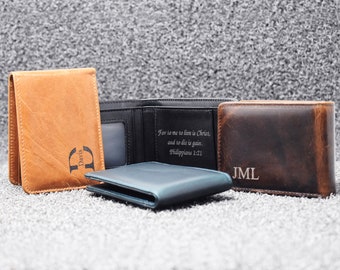 Personalized Leather Wallet, Men's Wallet, Fathers Day Gift, Engraved Wallet, Gift for son, Gift For Him, Gift for Men, RFID custom wallet