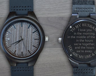 Mens watch,gift for husband,custom engraved wood watch,Personalized Wooden Watch,Engraved Watch,Gifts for men, Anniversary Birthday gift