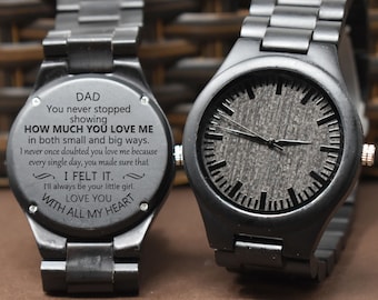 Gift for dad, Personalized Watch, Custom wooden Watch, Mens Wood Watch, Father's day gift, To dad from daughter, personalized gift for dad