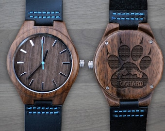 Personalized Wooden Watch, Personalized Watch, Engraved Watch, Engraved Wood Watch, Mens Wood Watch, Gifts for Him, Gifts for Dad. WW408