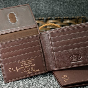 Personalized Gift for Dad, Black & Brown Leather Wallet,Personalized Wallet,Gift For Him,Mens Wallet,Gift For Boyfriend,wallet for Son,RFID