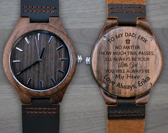 Personalized Wooden Watch, Personalized Watch, Engraved Watch, Engraved Wood Watch, Mens Wood Watch, Gifts for Him, christmas gift for dad