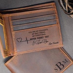 Regalo para novio, Cartera RFID personalizada para hombre, Regalos para él, Regalo de San Valentín, cartera de cuero, Cuero genuino, regalo para marido