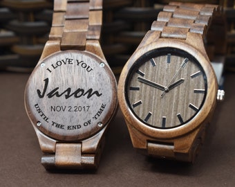 I love you DAD gift, Personalized Watch, Custom wooden Watch, Mens Wood Watch, Gifts for men, Gifts for husband, boyfriend gift, father gift