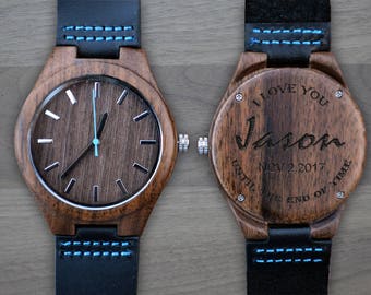 Personalized Wooden Watch, Personalized Watch, Engraved Watch, Engraved Wood Watch, Mens Wood Watch, Gifts for Him, Gifts for Dad. WW401