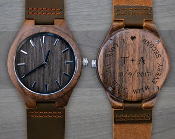 Personalized Wooden Watch, Personalized Watch, Engraved Watch, Engraved Wood Watch, Mens Wood Watch, Gifts for Him, Gifts for Dad. WW302