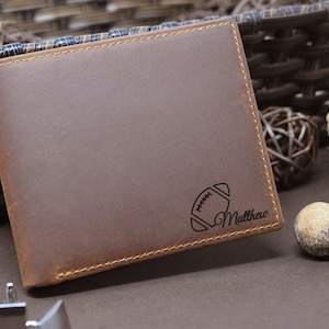 Regalos de fútbol, billetera de fútbol, regalo de fútbol personalizado, regalo de papá de fútbol, regalo de entrenador de fútbol, billetera de cuero, billetera personalizada