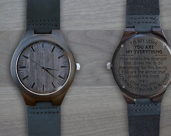Mens personalized watch,husband gift,custom engraved wood watch,Wooden Watch,Engraved Watch,Gifts for men, Anniversary Birthday gift