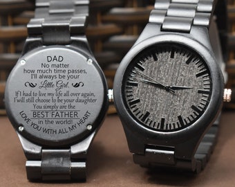 Gift for dad, Personalized Watch, Custom wooden Watch, Mens Wood Watch, Father's day gift, To dad from daughter, personalized gift for dad