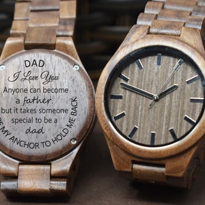 To DAD gift, Personalized Watch, Custom wooden Watch, Mens Wood Watch, Gifts for Dad, Father day gift, To dad from daughter, father gift
