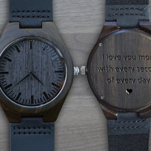 Personalized Wooden Watch, Personalized Watch, Engraved Watch, Engraved Wood Watch, Mens Wood Watch, Gifts for Him,  Gifts for Dad