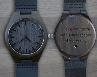 Personalized Wooden Watch, Personalized Watch, Engraved Watch, Engraved Wood Watch, Mens Wood Watch, Gifts for Him,  Gifts for Dad