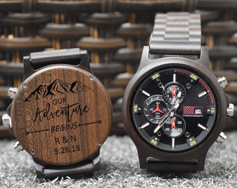 Our adventure gift, Personalized Watch, Custom wooden Watch, Mens Wood Watch, Gifts for men, Gifts for husband, boyfriend gifts, groom gift