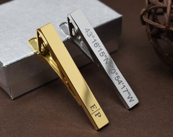 Personalized Men&#39;s tie clip, custom tie clip tie bar, Gift for boyfriend, Gift for him, Valentine&#39;s Day gift, gift for husband, gift to son
