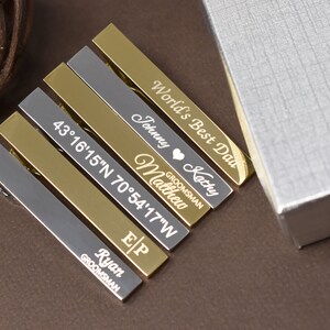 Personalized Men&#39;s tie clip, custom tie clip tie bar, Gift for boyfriend, Gift for him, Valentine&#39;s Day gift, gift for husband, gift to son