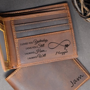 Regalo para novio, Cartera personalizada para hombre, Regalos para él, Regalo de San Valentín, cartera de cuero, Cuero genuino, regalo para marido