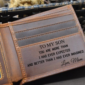 Regalo para hijo, Cartera personalizada para hombres, Regalos para él, Regalo de Navidad, Regalo de graduación, Cartera para mi hombre, Cuero genuino, RFID