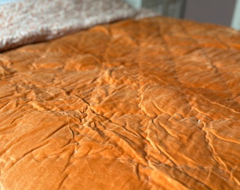 Luxurious Cotton Velvet Reversible King Size/Super King size Quilt. Warm Terracotta