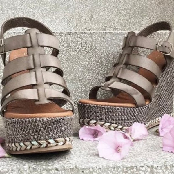 Leather gladiator high heeled sandals, platform heels, summer shoes. ON SALE!